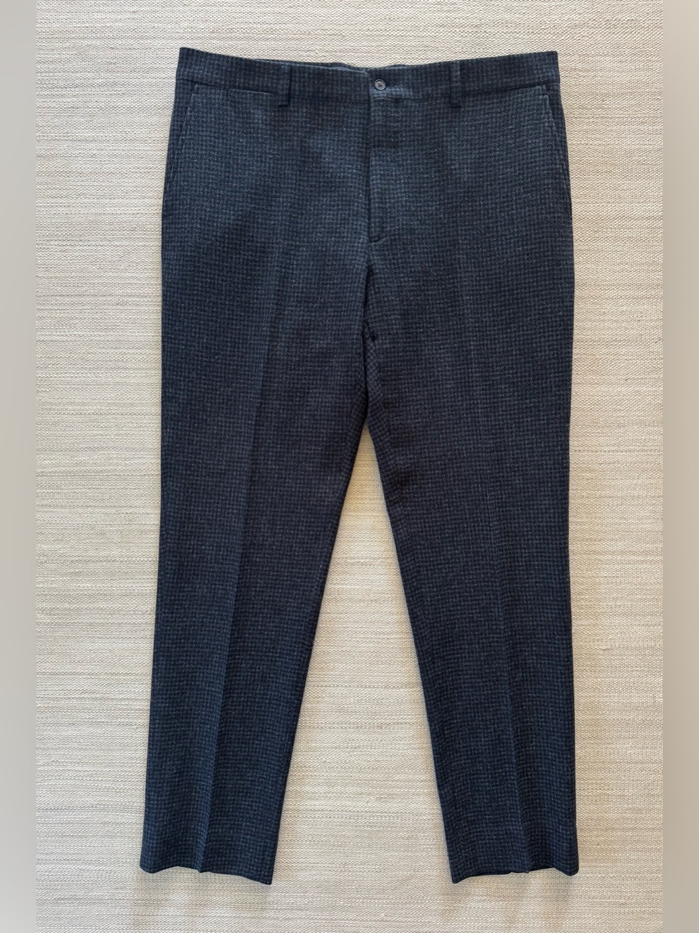 Polo Ralph Lauren classic flat front dark gray pattern wool trouser pants men 38